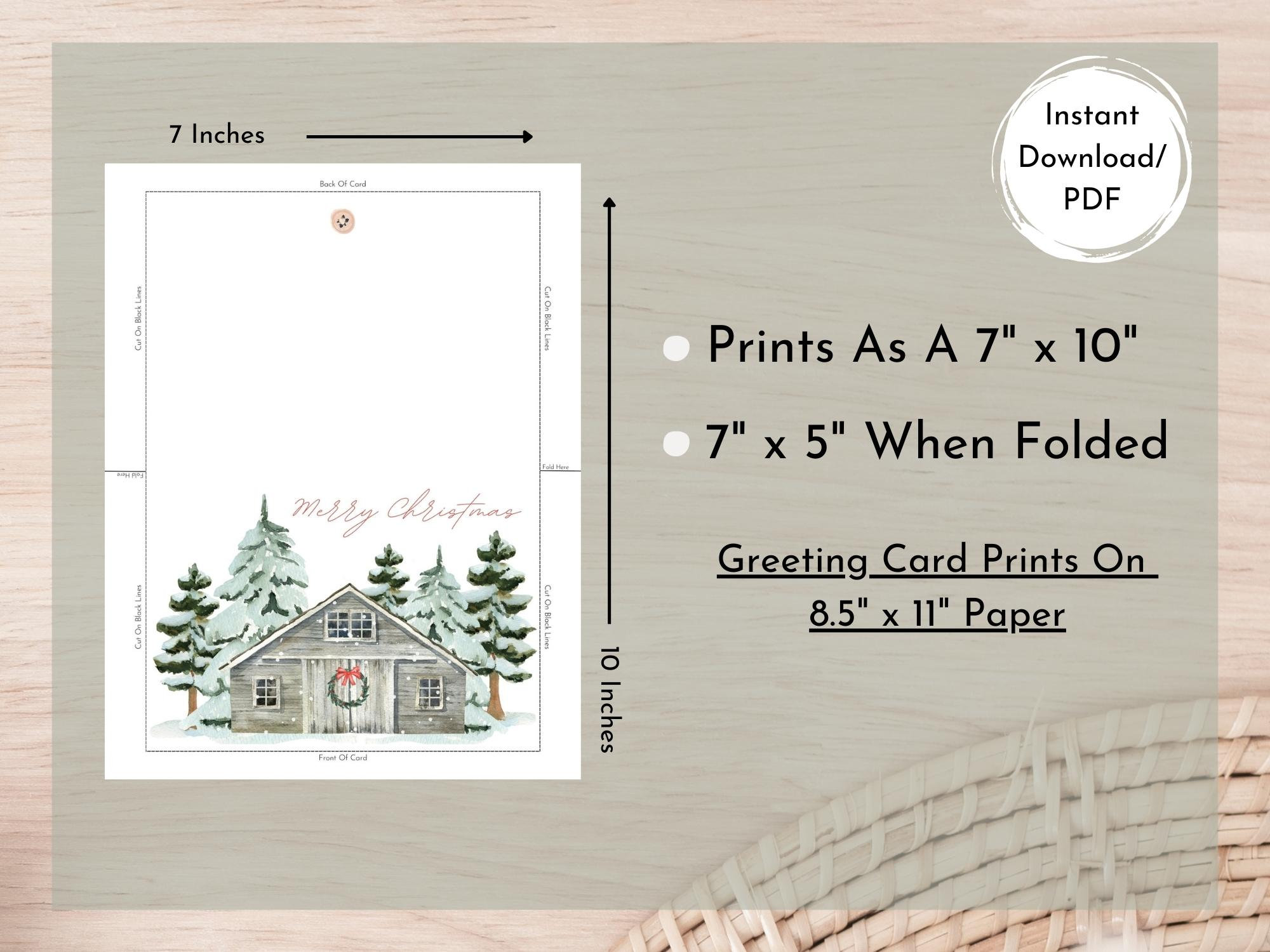 Printable Christmas Farmhouse Card,merry Christmas Card,printable ...