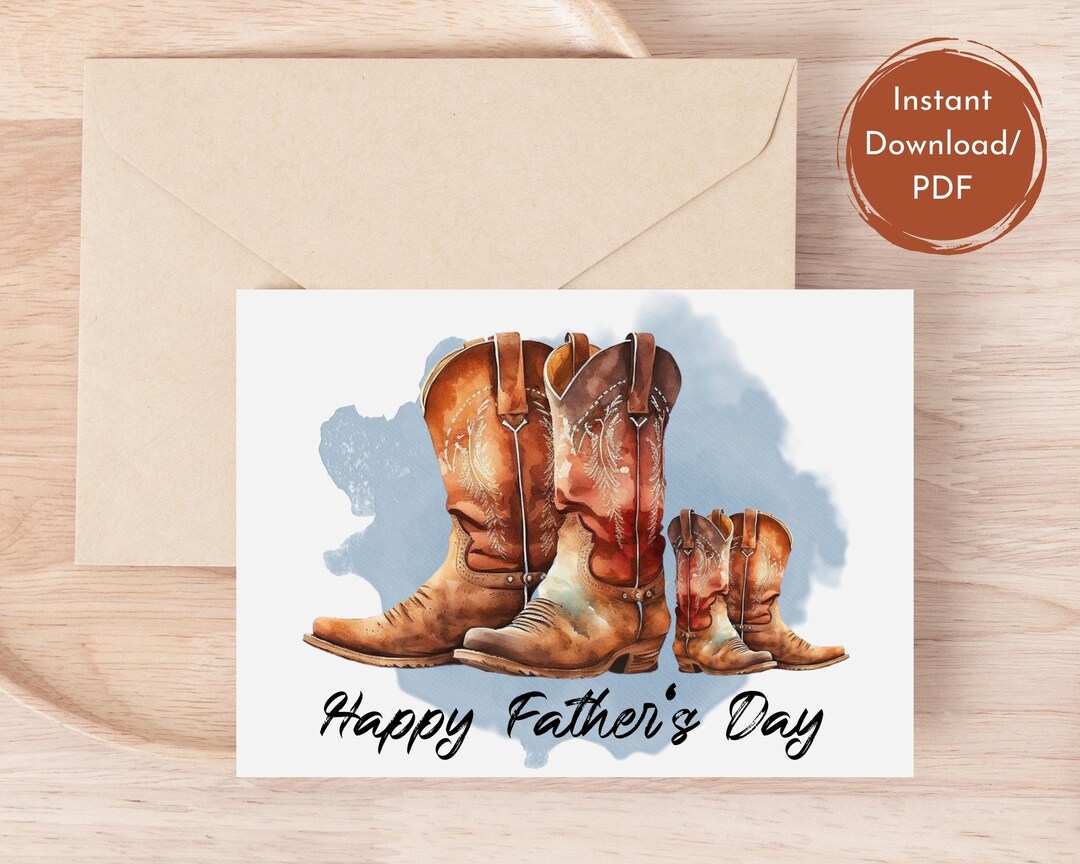 Western Happy Fathers Day Card,printable Card for Dad,dad and Child ...