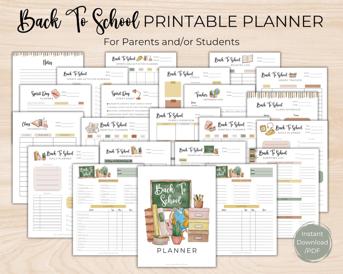 Printable Back to School Planner for Parents,student Planner Printable ...