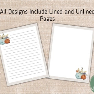 Fall Pumpkin Printable Stationery,Lined and Unlined Stationery,Journal Paper,Printable Notebook Paper,Printable Writing Paper,Seasonal Paper image 4