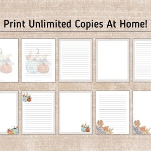 Fall Pumpkin Printable Stationery,Lined and Unlined Stationery,Journal Paper,Printable Notebook Paper,Printable Writing Paper,Seasonal Paper image 6