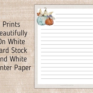 Fall Pumpkin Printable Stationery,Lined and Unlined Stationery,Journal Paper,Printable Notebook Paper,Printable Writing Paper,Seasonal Paper image 5