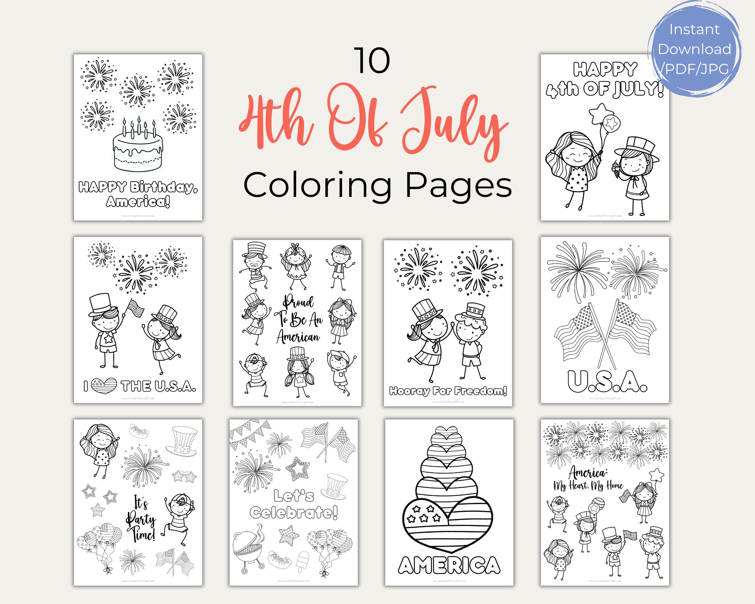 Printable 4th of July Activity Pack for Kids,independence Day Coloring ...