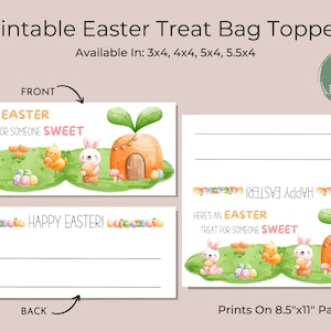 Printable Easter Treat Bag Toppers: Bunny & Chick Design,Digital Download