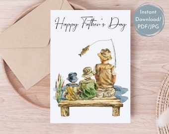 Printable Outdoors Fathers Day Card,Fishing Card For Dad,Printable Happy Fathers Day Card,Fathers Day Card For Husband,Digital Download,PDF