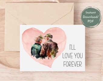 Printable Valentine Card For Her,I'll Love You Forever,Printable Anniversary Card,Valentines Day Card For Wife,Instant Download,Blank Inside