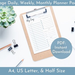 Printable Planner,Daily Planner,Weekly Planner,Monthly Planner,Printable Planner Inserts,Minimalist Planner,A4/Letter/Half Size,PDF