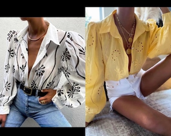 White & yellow blouse