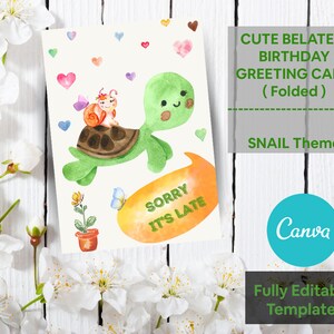 Carte d'anniversaire tardive, Snail Mail, Cartes imprimables, Carte de joyeux anniversaire, Joyeux anniversaire, drôle, carte de voeux, téléchargement immédiat