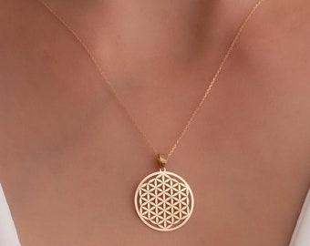 14k Solid Gold Flower of Life Necklace / Seed of Life Pendant Necklace / Seed of Life Pendant / Tree of Life Charm Necklace / Gift For Her