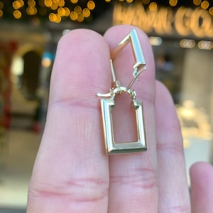 14K Solid Gold Square Hoop Earrings/ Huggie Link Earrings / Geometric Square Earrings / Gift for Mom