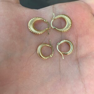 14K Solid Gold Mussel Hoop Earrings /  Mussel Earings / Big Musel Round Earings / Gift For Her /Embossed Hoop Earring / Engraved Hoop Erring
