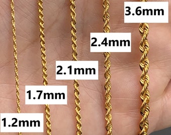 14K Solid Gold Rope Chain ketting / echte gouden touw ketting / trending choker ketting / cadeau voor haar / alledaagse kettingen voor vrouwen en mannen