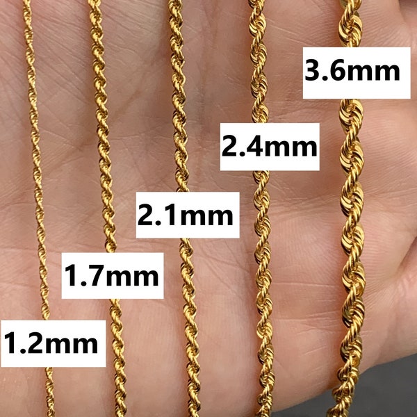 14K Solid Gold Rope Chain Necklace /Genuine Gold  Rope Necklace /Trending Choker Chain /Gift for Her / Everyday Necklaces for women and men