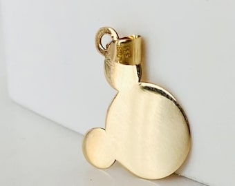 14K Solid Gold Mickey Mouse Anhänger / Gold Maus Muster Anhänger / Gold Tier Anhänger / Minimalistischer Design Anhänger