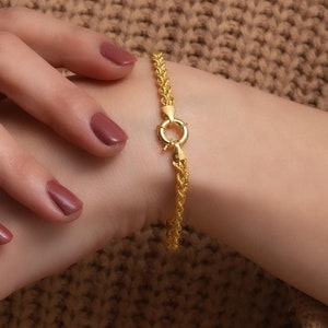 14K Solid Gold Sailor Lock Rope Bracelet / Double Rope Chain Bracelet