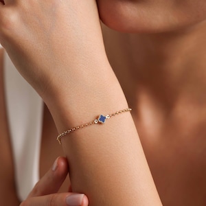 14K Solid Gold Dainty Three Clover Bracelet / Enamel Bracelet / Gold Colorful Bracelet / Gold Clover Bracelet /Christma Gift