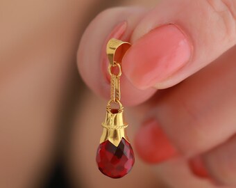 14K Solid Gold  Pomegranate Drop Pendant