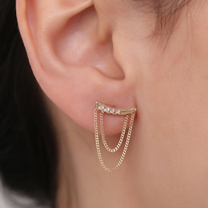 14k Solid Gold Ivory Design Single Earring / Minimalist Single Earring