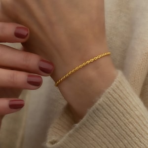 14K Solid Gold Rope Bracelet / Gold Twisted Chain Bracelet / Twisted Bracelet / Handmade Jewelry / Gift For Mom / Daily Use Bracelet