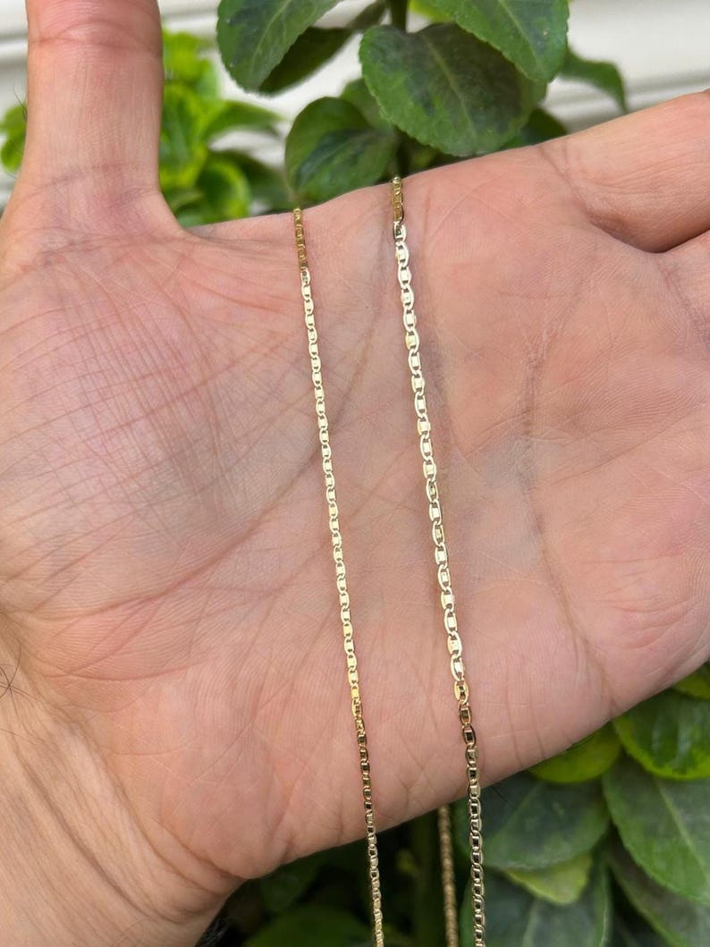 14K Solid Gold Valentin Chain Necklace / Minimalist Designed Chain Necklace /1,8 and 1,2mm Gold Chain Necklace / Gift for Her 1.2 mm