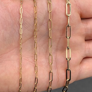 Collana a catena con graffetta in oro massiccio 14K/Collana a maglie rettangolari/Collana minimalista/Catena in oro da uomo/Collana a catena per uomo/Catena a maglie ovali