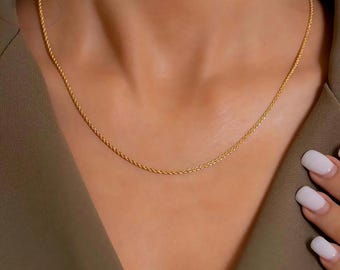 14K Solid Gold Rope Chain Necklace 1,6 mm