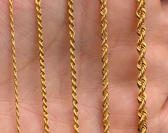 14K Solid Gold Rope Chain Necklace /Genuine Gold  Rope Necklace /Trending Choker Chain /Gift for Her / Everyday Necklaces for women and men