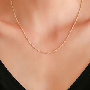 14K Solid Singapore Chain Necklace / Singapore Rope Chain