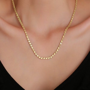 14K Solid Gold  Sequin Chain Necklace