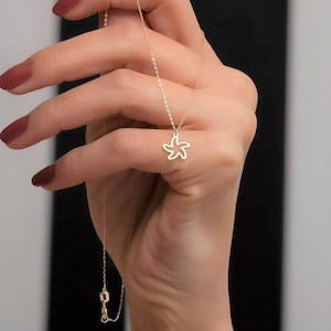 14K Solid Gold Sea Star Necklace  / Minimal Designed Necklace