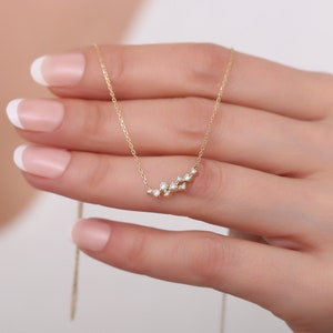 Real Diamond Cluster Necklace in 14k Solid Gold / Uniqe Diamond Necklace / Diamond Necklaces for Women