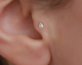 Orecchino A Perno Con Stella Solida In Oro Giallo Reale A Marchio CZ Minimalista 14K Usa Patriottico Rock Star Celestiale Per Eliche Cartilaginee E Lobi Delle Orecchie Delle Donne Adolescenti