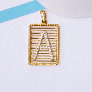14K Solid Gold Quadrat Alphabet Anhänger / Buchstabe Anhänger