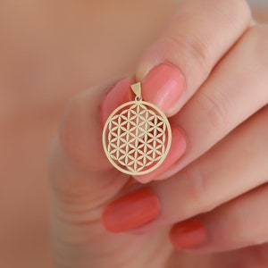 14K massief gouden bloem van het leven hanger/zes bloemblaadjes hanger/zaad van leven charme