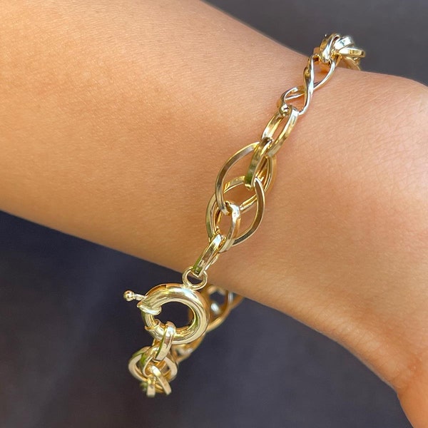 14 kt goud massief gouden dagelijkse holle armband / Sailor Lock-armband
