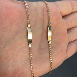 14K Solid Gold Dainty Baby ID Bracelet /Personalize Baby Girl Boy Bracelet /Custom  Name Engraved Kids Bracalet/Baby Shower Gifts for Guests