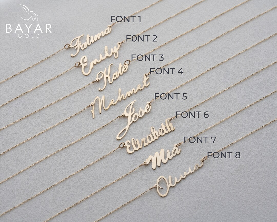 14k Solid Gold Custom Name Necklace Personalized Script Name 14k Solid Gold Custom Name Necklace Personalized Script Name