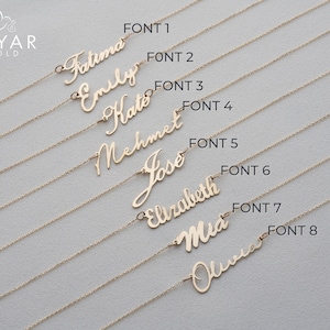 Colar com nome personalizado em ouro maciço 14k / Colares com nome em script personalizado / Colar com nome minimalista / Presente perfeito para ela / Presente de dia das mães