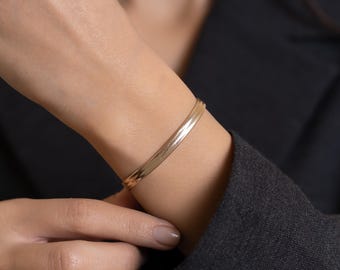 14K Gold Solid Gold Flexible   Bracelet/ Flexible Bracelet 5mm
