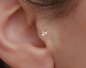 14K ソリッドゴールド シングル ミニ スパークル バタフライ ピアス 14K ソリッドゴールド シングル ミニ スパークル バタフライ ピアス