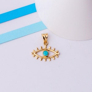 14K Solid Gold Wisiorek Złe Oko / Wisiorek Rzęsa / Wisiorek Szczęścia / Prezent dla Mamy