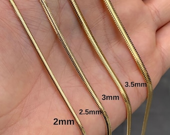 14K Solid Gold Snake Chain Necklace / Gold Herringbone Chain Necklace / Dainty Necklaces For Women / Handmade Jewelry / Mothers day Gift