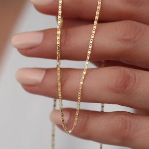 14K Solid Gold  Valentin Chain Necklace  / Minimalist Designed Chain Necklace /1,8 mm Gold Chain Necklace / Gift for Her