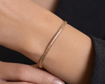 14K Gold Solid Gold Flexible Bracelet/ Dainty Bracelet 3MM