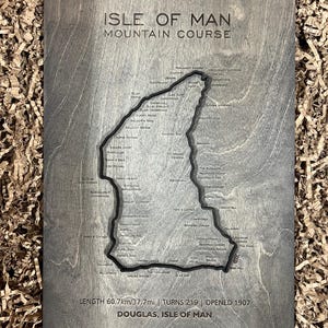 Isle of Man TT-muurkunst gemaakt van hout – A3-formaat (42 x 30 cm) Decor racebaan