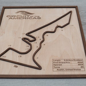 F1 COTA, Circuit of The Americas, racebaan, kerstcadeau, circuitkunst, wanddecoratie, cadeau F1-fan