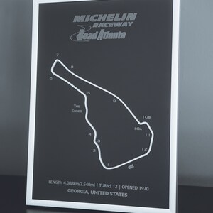 Road Atlanta Raceway Map Road Atlanta Circuit - Full Metal Wall Art - Metal Frame - F1 Gifts ...