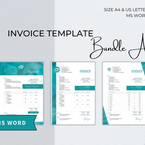 Invoice Word Template Bundle, Editable Custom Receipt, Sales Order Invoice, Printable Professional Invoice, Receipt Invoice Business Form