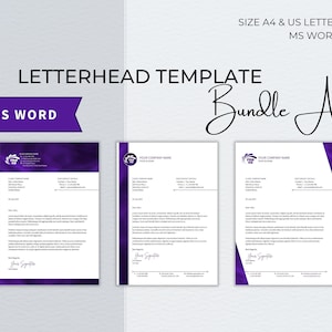 Paquete de plantillas de Word con membrete, membrete empresarial editable moderno, membrete para pequeñas empresas, plantilla de membrete profesional
